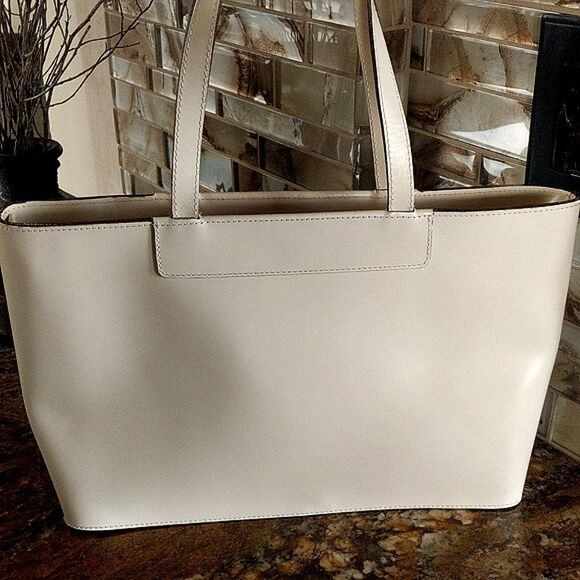 LAMARTHE High Quality Italian Leather Cream Tote  Handbag - Picture 6 of 13